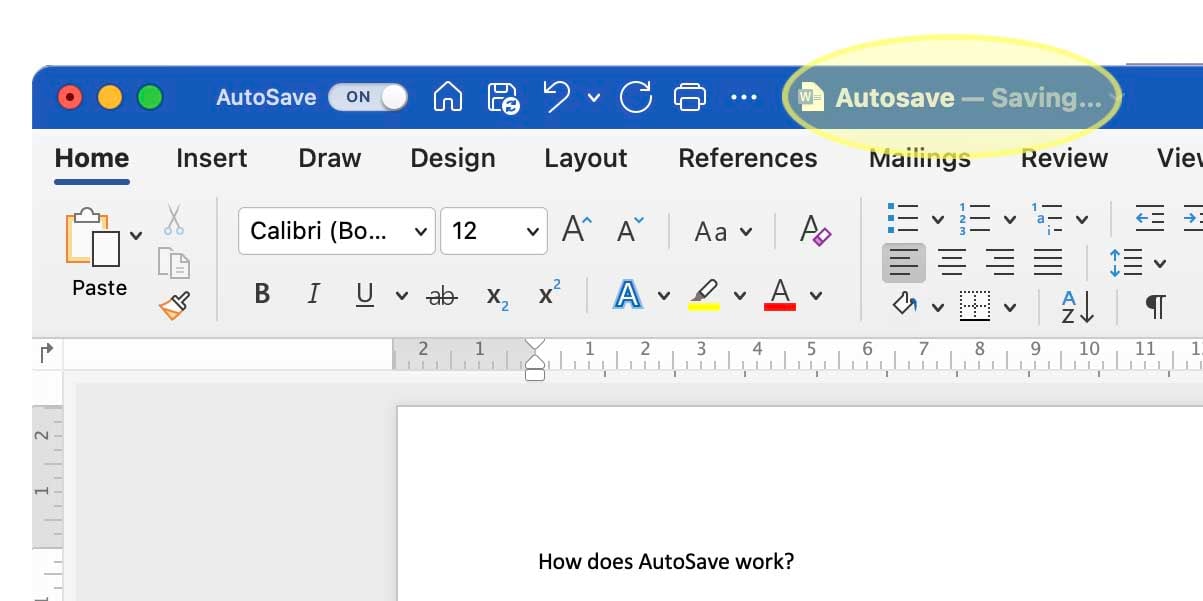 Automatically saving using AutoSave in word