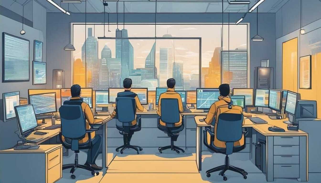 IT Staff working in modern office environment