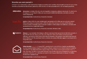 sites which your email has been breached at