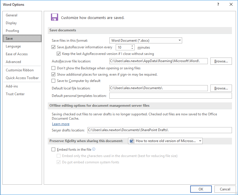 Word Save Process
