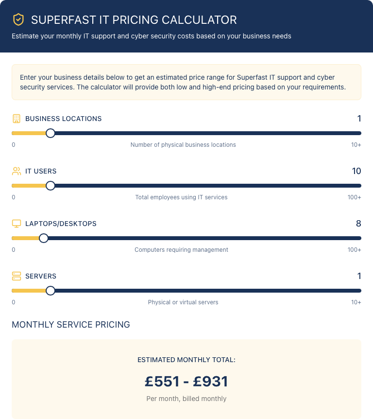 IT Support Pricing Calculator