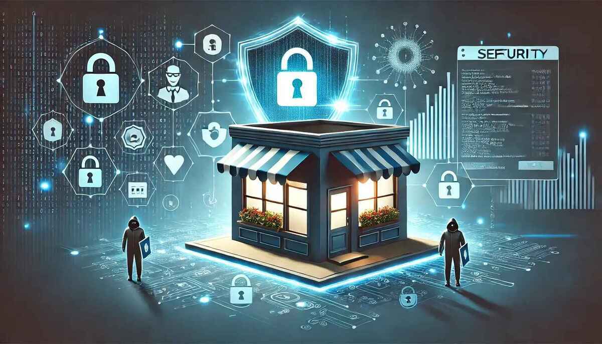 Small business staying safe from cyber criminals with strong cyber security.